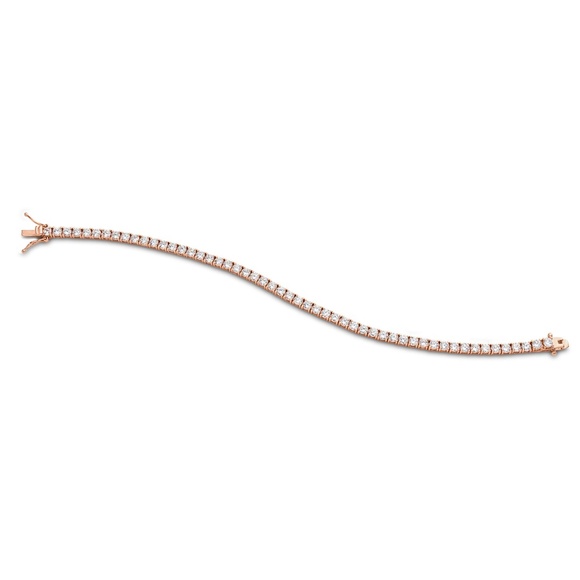 Tennis Bracelet Rose Gold Plated 3x3mm CZ - Picture 2 of 3